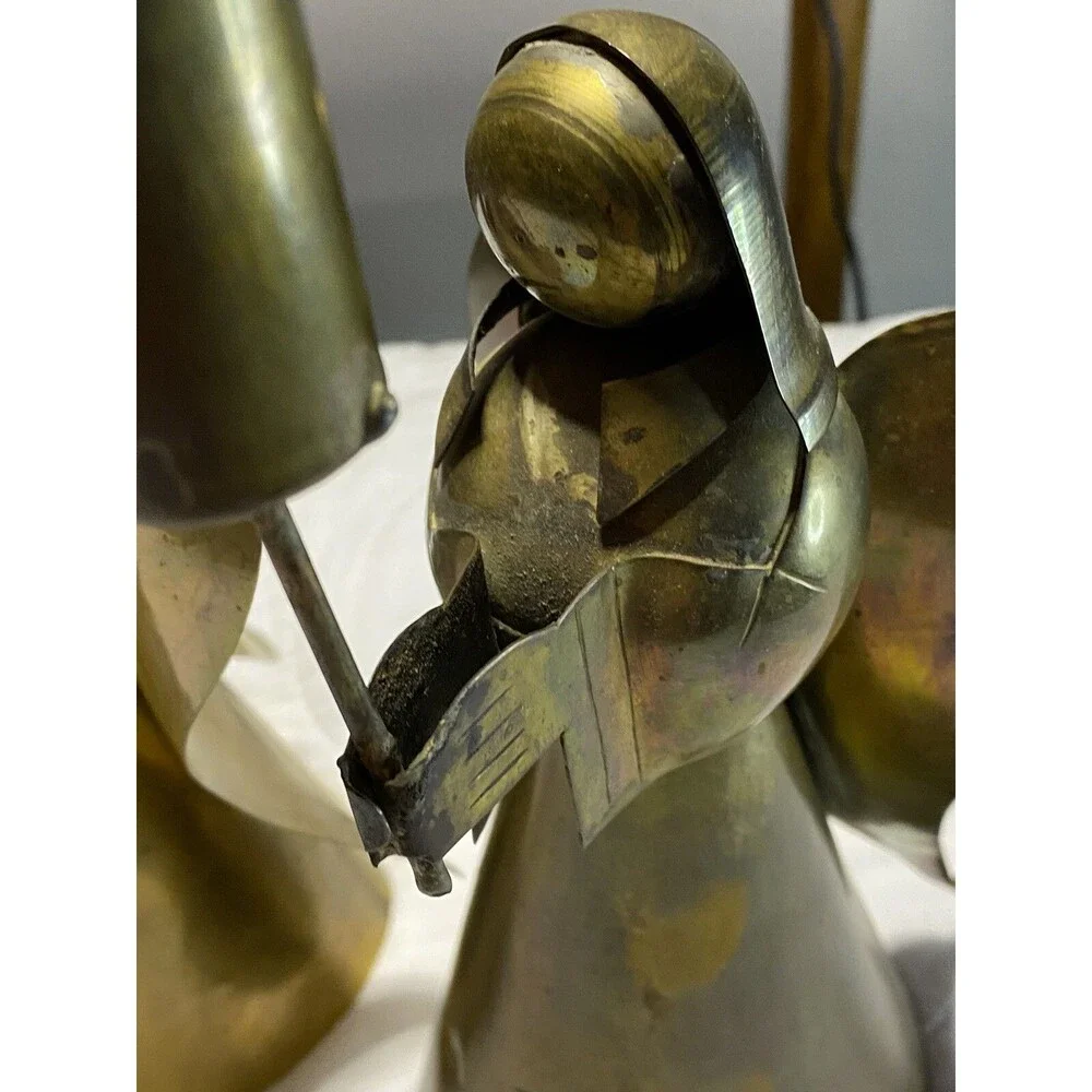 Brass Angel Candle Holders Jaipur? India Brutalist Style - 2 Qty. Heavy Brass